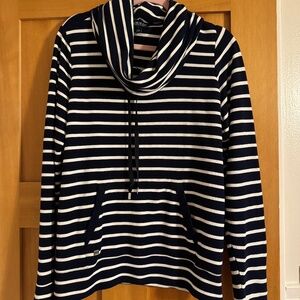 Lauren Navy & White cowl neck sweater/sweatshirt Size Large
